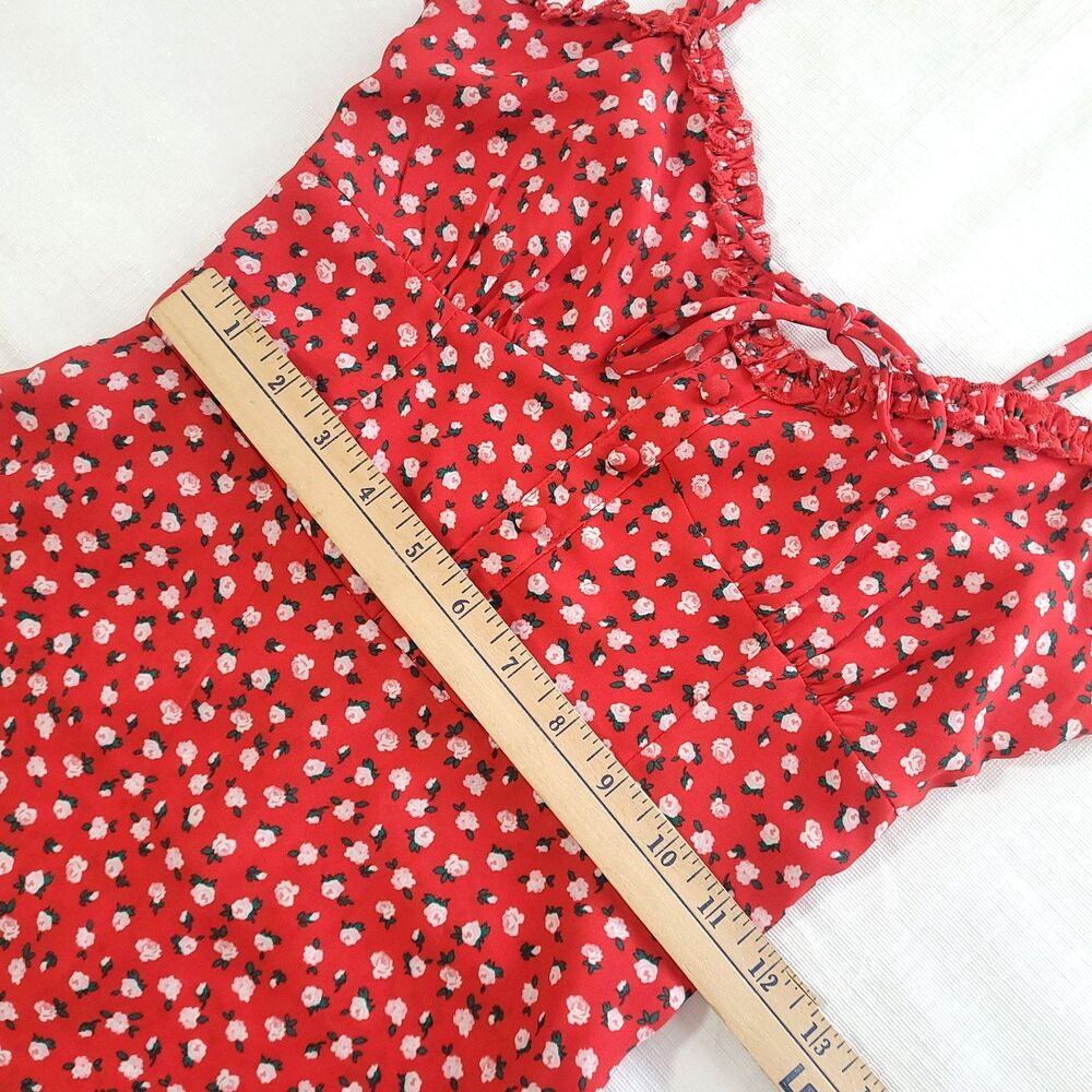 Babydoll Button Sweatheart Sundress Aeropostale S Red Milkmade Ditsy Floral - Picture 5 of 14
